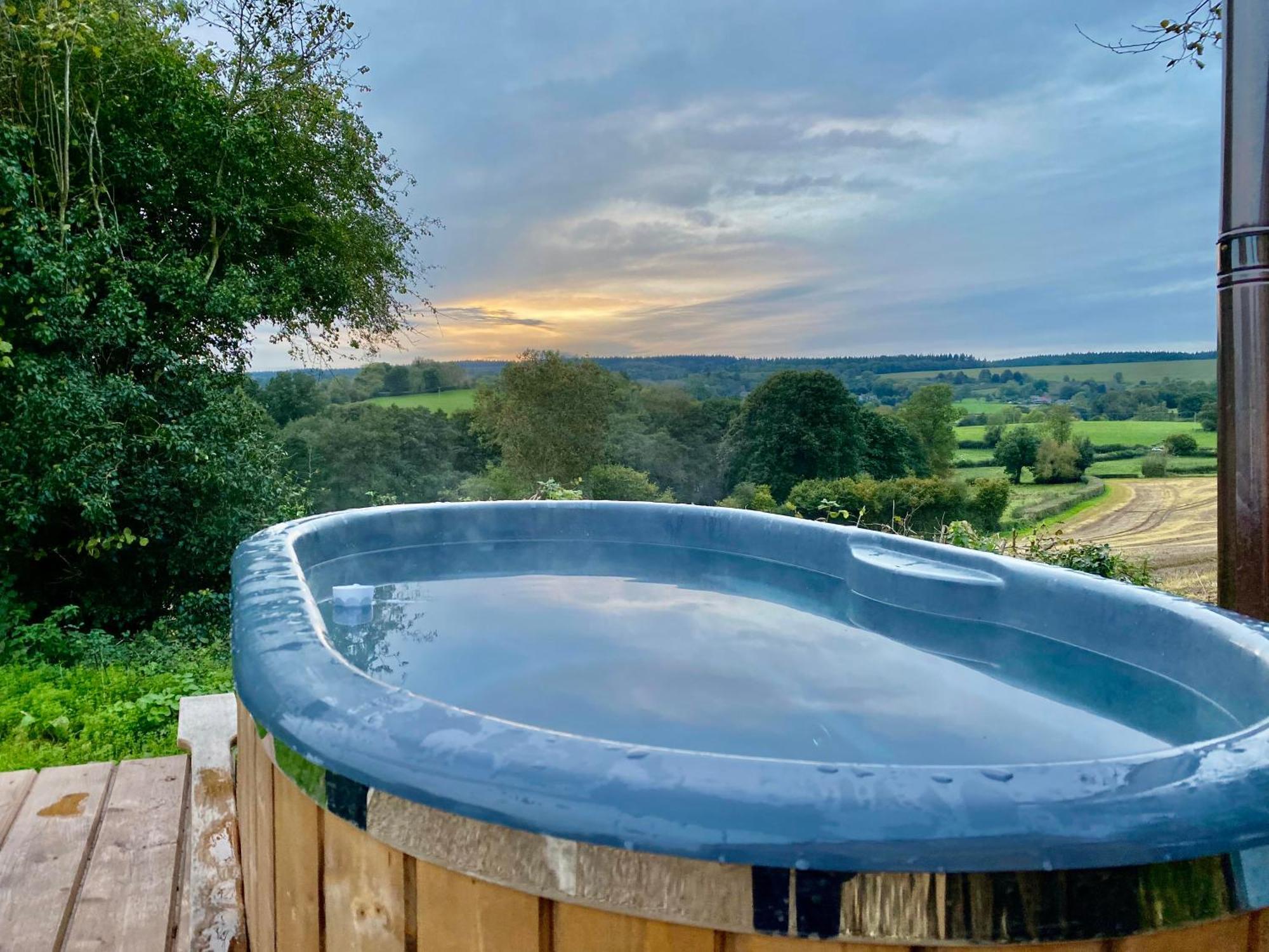 Romantic Nature Retreat, Luxury Glamping & Stargazing Views - Dragonfly Shepherd Hut Yarpole エクステリア 写真