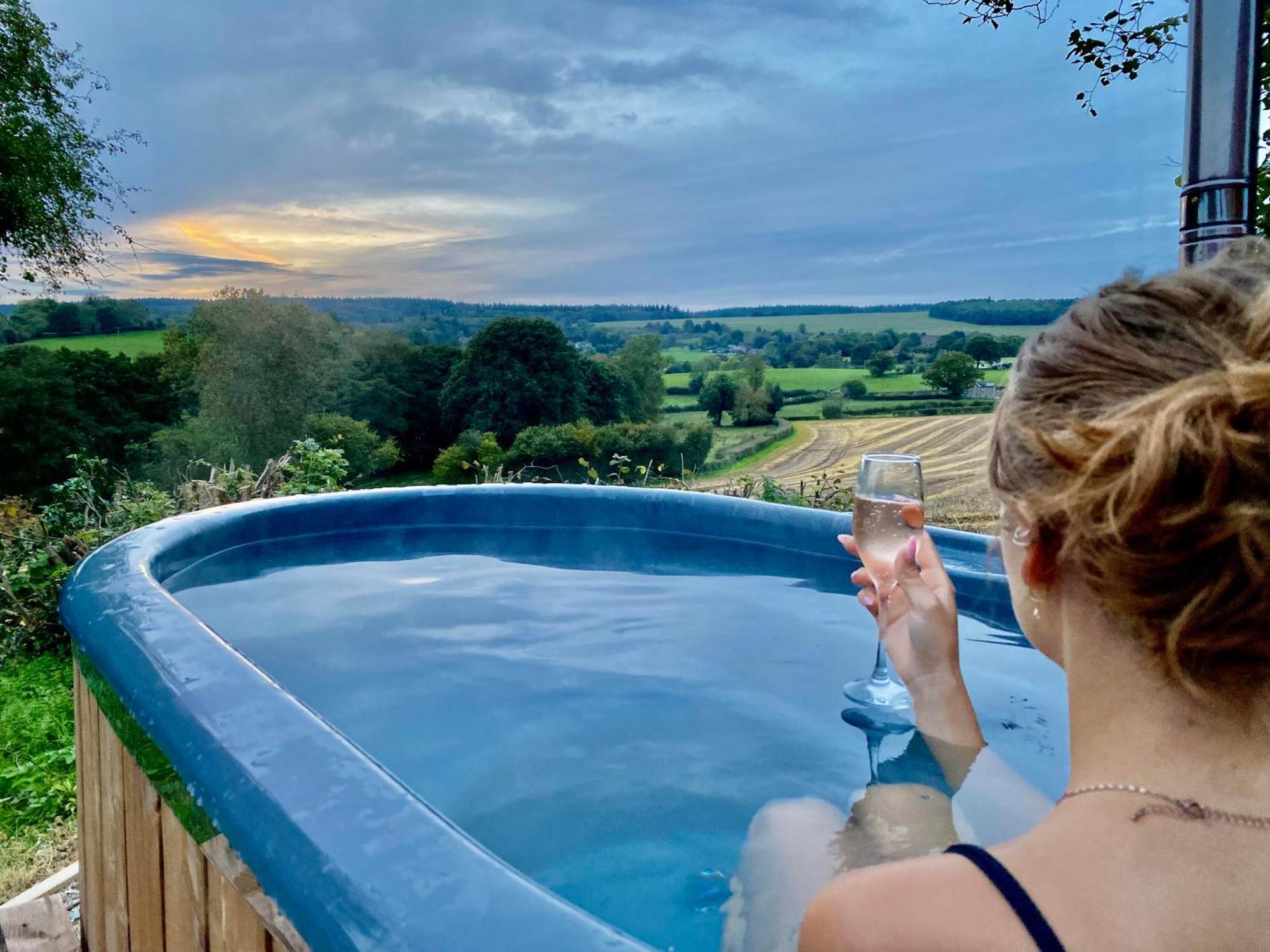 Romantic Nature Retreat, Luxury Glamping & Stargazing Views - Dragonfly Shepherd Hut Yarpole エクステリア 写真