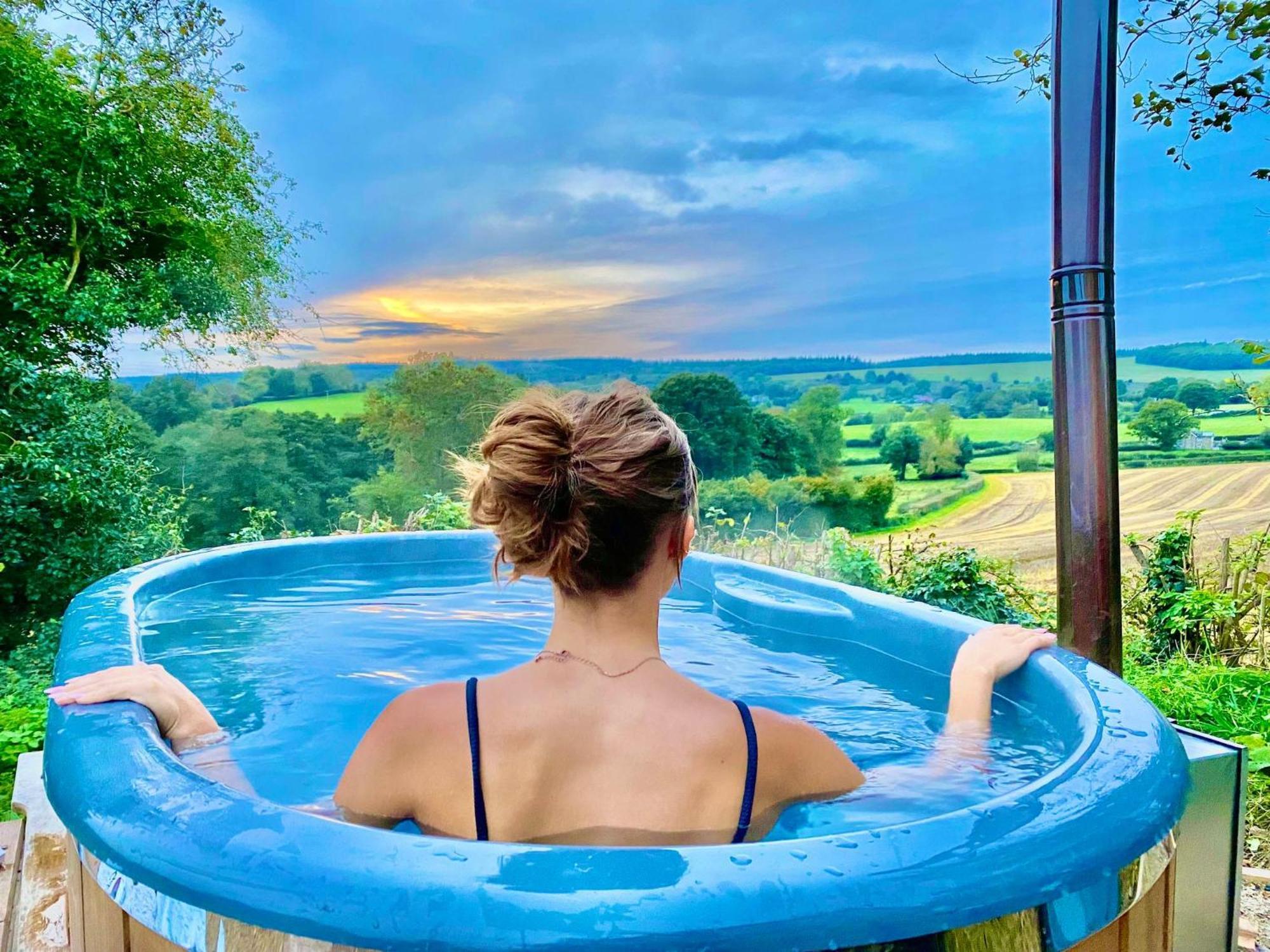 Romantic Nature Retreat, Luxury Glamping & Stargazing Views - Dragonfly Shepherd Hut Yarpole エクステリア 写真